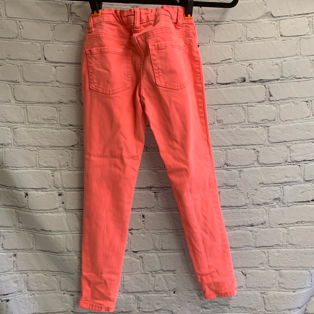 Kids Girls Cat & Jack Super Stretch Neon Orange Jeggings Size 8 - Picture 5 of 6